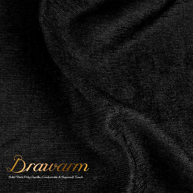 BRAWARM Throw Pillow Covers 12x20 Inches - Black Chenille Lumbar Pillow Covers Pack of 2, Solid Dyed Soft Chenille Pillow Cases for Couch Sofa Bed Home Decoration - Image 4
